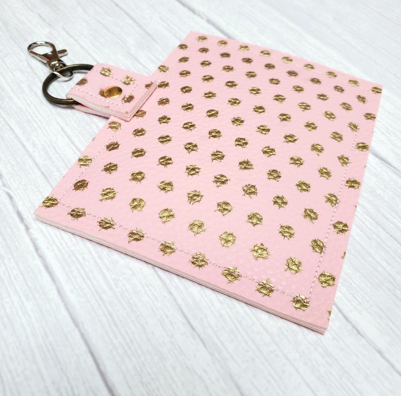 Vaccine Card Holder Pink Gold Dots
