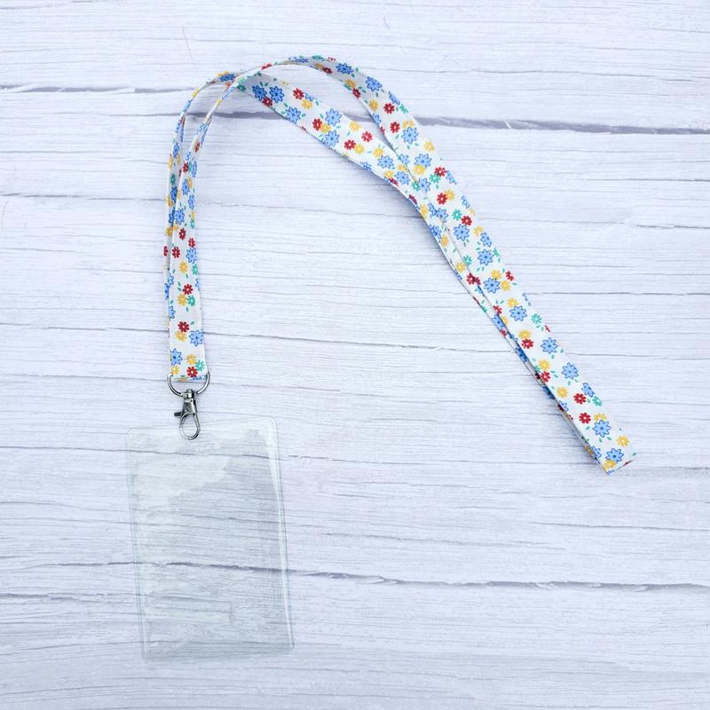 Lanyard - Blue Red and Yellow Floral