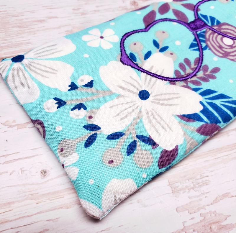 Eyeglass Case - Teal and Purple Floral