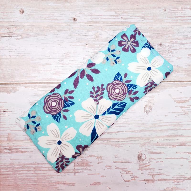Eyeglass Case - Teal and Purple Floral