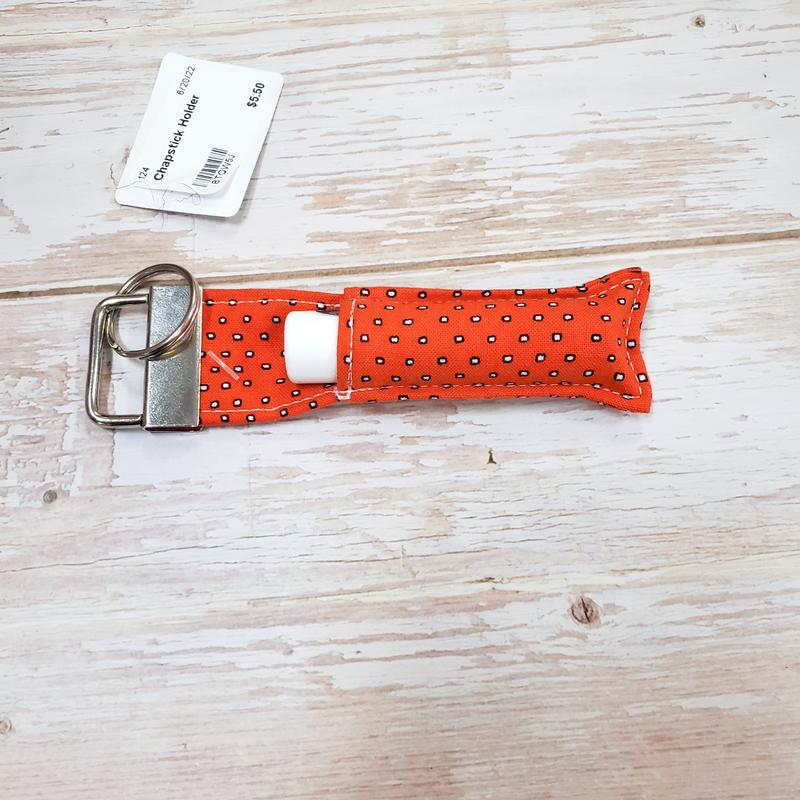 Chapstick Holder - Orange with Squares